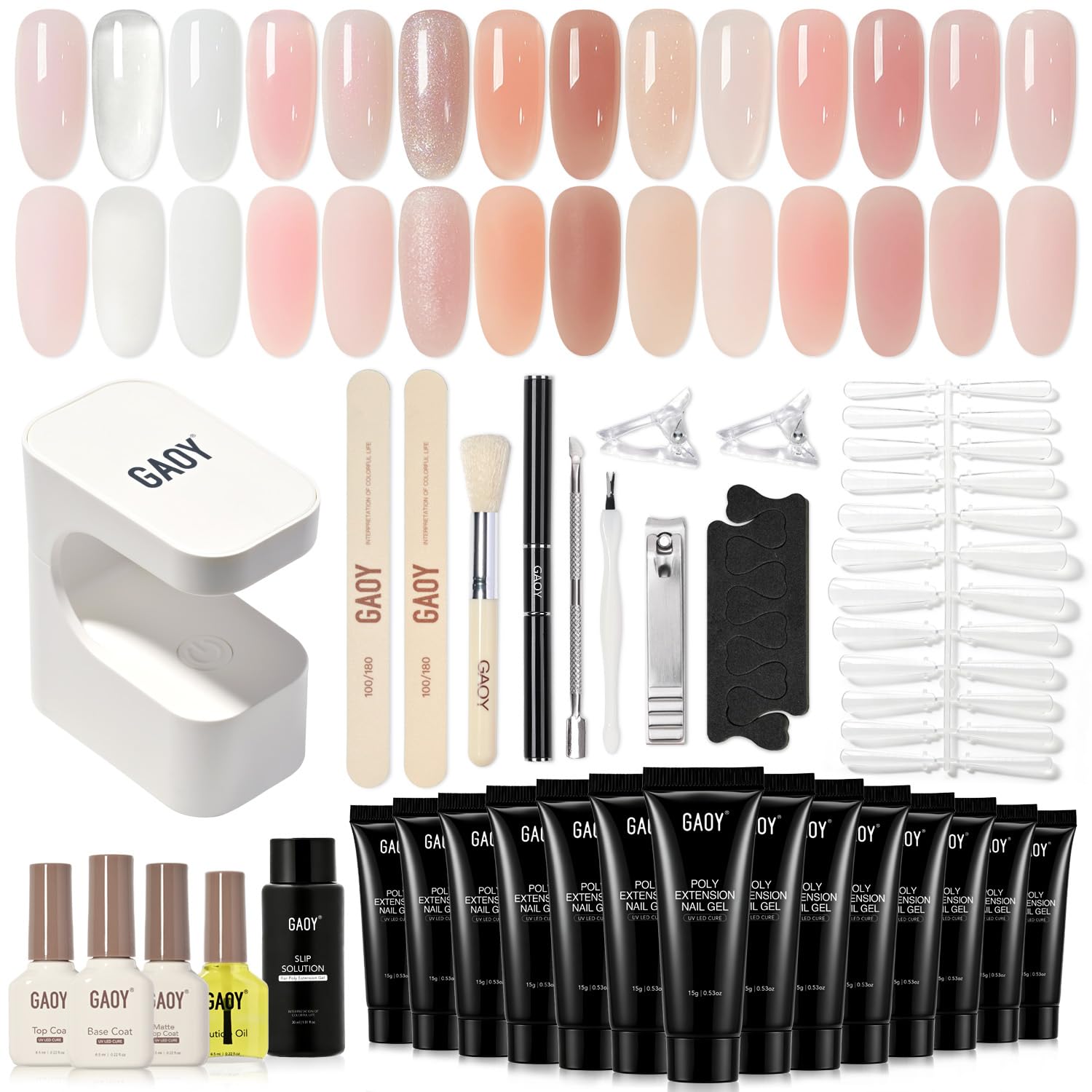 Amazon.com: GAOY Poly Gel Nail Extension Kit with UV Light, 14